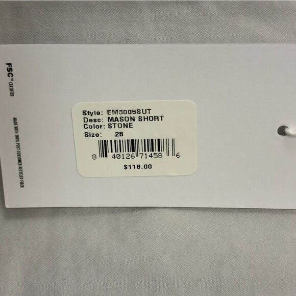 NWT EDWIN Mason Short Slim Chino Shorts Stone Tan Men’s Size 28 - Picture 7 of 7